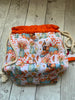 Drawstring Project Bag by Rose (LARGE) - PUMPKIN and Blue Mason Jars with Orange
