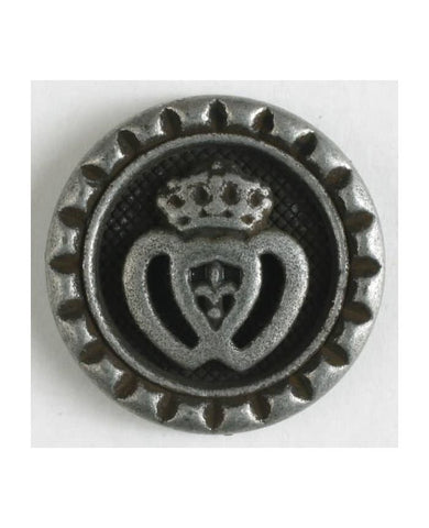 METAL CROWN BUTTON WITH SHANK - 20MM - ANTIQUE TIN