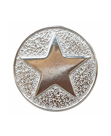 METAL BUTTON STAR WITH SHANK - 20MM -  SILVER