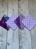QUILTED COASTERS (reversible) by Rose (Set of 4) - Purple Mini Quilt