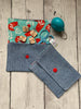 Notions Pouch by Rose (single pocket) -  Denim/red birds