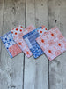 QUILTED COASTERS (reversible) by Rose (Set of 4) - Blue and Orange Designs