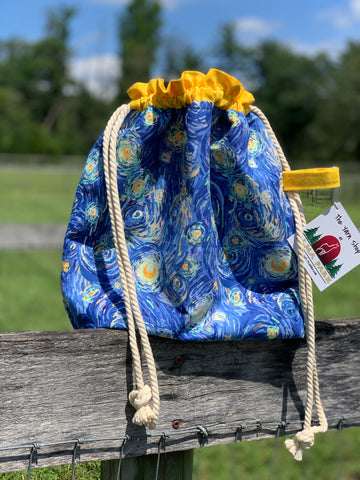 Drawstring Project Bag by Rose (X-LARGE) - STARRY NIGHT with Yellow