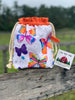 Drawstring Project Bag by Rose (MEDIUM) - COLORFUL BUTTERFLIES / Orange