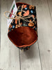 Handle Project Bag by Rose (Small)- Perfect for SOCK Knitters -  MUSHROOMS with Rust