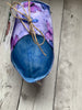 Handle Project Bag by Rose (Small)- Perfect for SOCK Knitters -  PURPLE and BLUE BUTTERFLIES with Blue