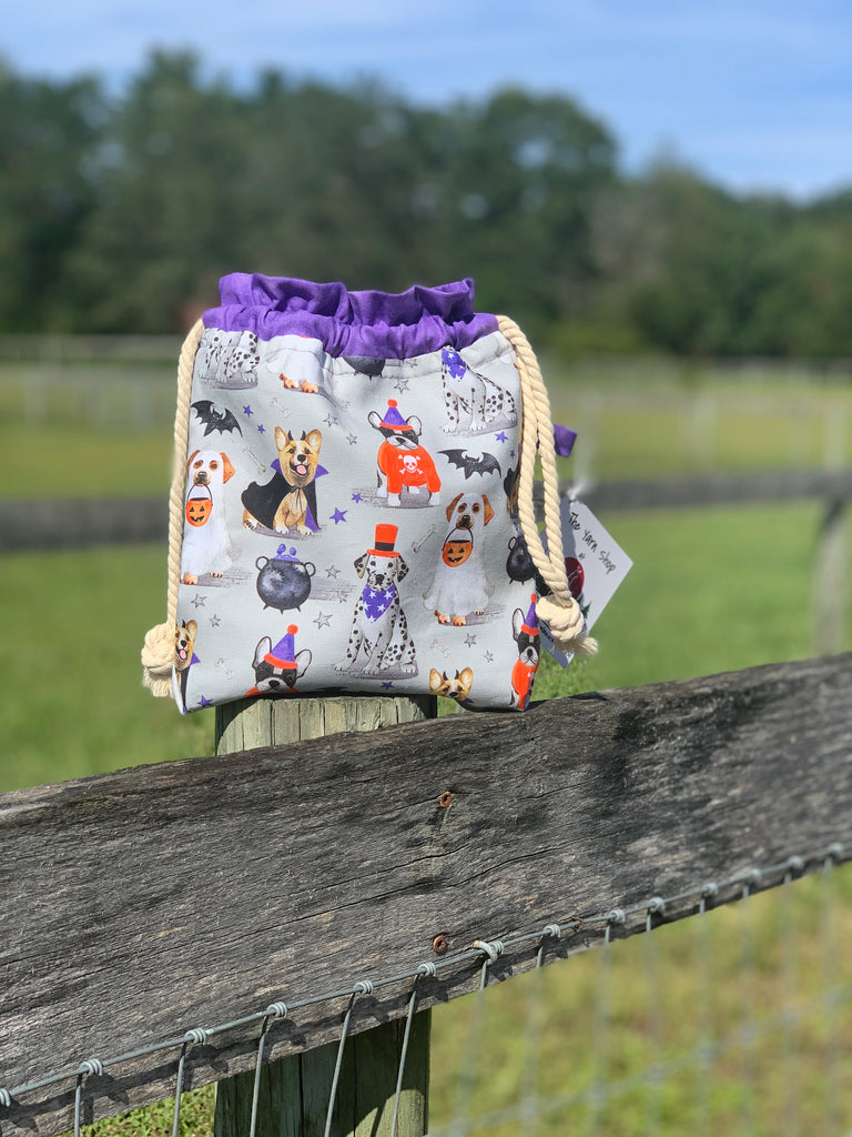 Drawstring Project Bag by Rose (MEDIUM) - DOGS in Costume with Lavender