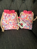 Drawstring Project Bag by Rose (MEDIUM) - PASTEL HEARTS with Bright Pink
