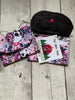 Notions Pouch by Rose (double pocket) -  SKULLS and ROSES / Black