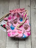 Drawstring Project Bag by Rose (MEDIUM) - SLOTHS with light pink trim