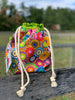 Drawstring Project Bag by Rose (MEDIUM or LARGE) - Colorful Mandalas with Chartreuse