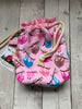 Drawstring Project Bag by Rose (MEDIUM) - SLOTHS with light pink trim