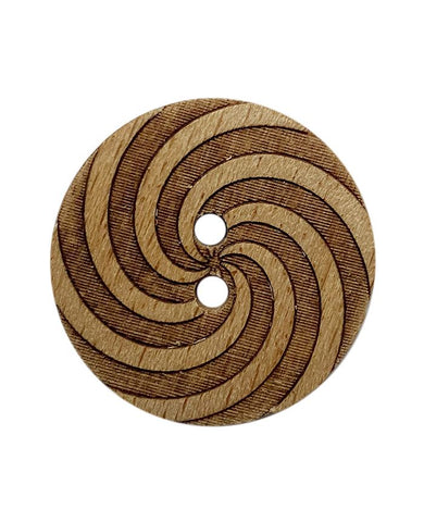 WOOD BUTTON ROUND SHAPE W/ SWIRL PATTERN AND 2 HOLES - 23MM