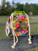 Drawstring Project Bag by Rose (MEDIUM or LARGE) - Colorful Mandalas with Chartreuse
