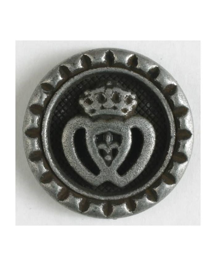 METAL CROWN BUTTON WITH SHANK - 20MM - ANTIQUE TIN