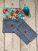 Notions Pouch by Rose (single pocket) -  Denim/red birds