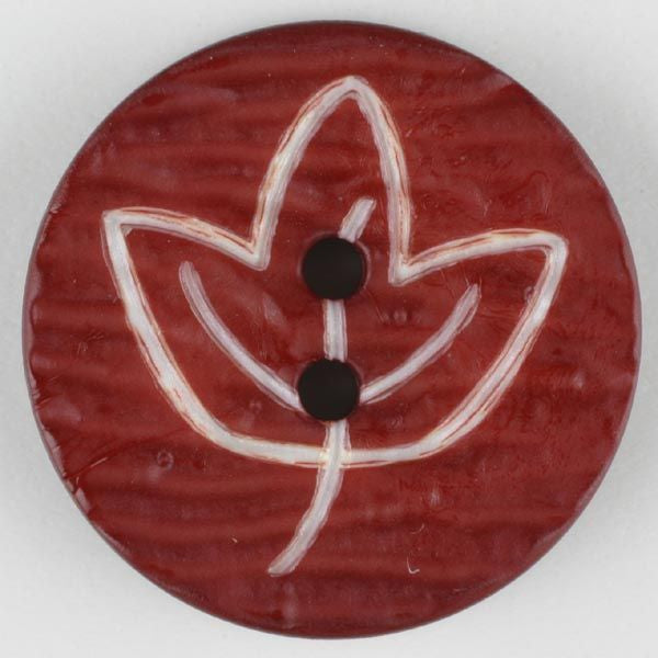 POLYAMIDE BUTTON WITH FLOWER, 2 HOLES - 23MM - WINE RED