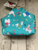 Handle Project Bag by Rose (Small or Medium)- Perfect for SOCK or SHAWL Knitters - LLAMAS / Lt. Turquoise