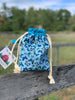 Drawstring Project Bag by Rose (MEDIUM) - Butterflies with Turquoise