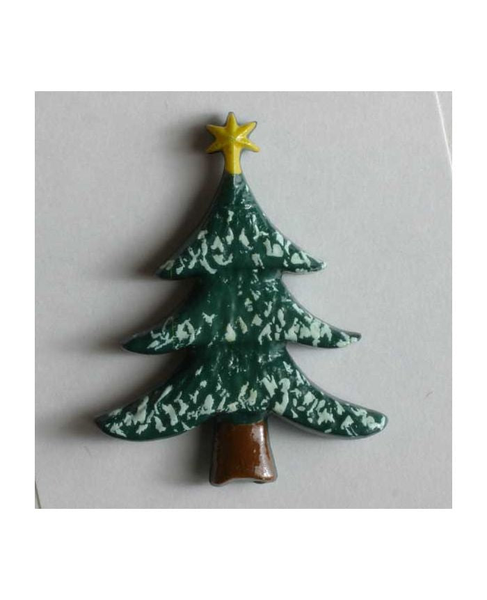 CHRISTMAS TREE BUTTON - 25MM - GREEN