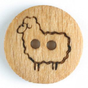 Sheep wood  button  - 18 mm