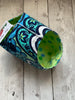 Handle Project Bag by Rose (Small)- Perfect for SOCK Knitters -  Blue medallion /green dots