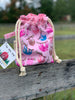 Drawstring Project Bag by Rose (MEDIUM) - SLOTHS with light pink trim