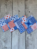 QUILTED COASTERS (reversible) by Rose (Set of 4) - Blue and Orange Designs