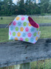 Handle Project Bag by Rose (Small)- Perfect for SOCK Knitters - RAINBOW PAW PRINTS / Dark Pink