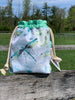 Drawstring Project Bag by Rose (MEDIUM) - DRAGONFLIES / Lt Teal