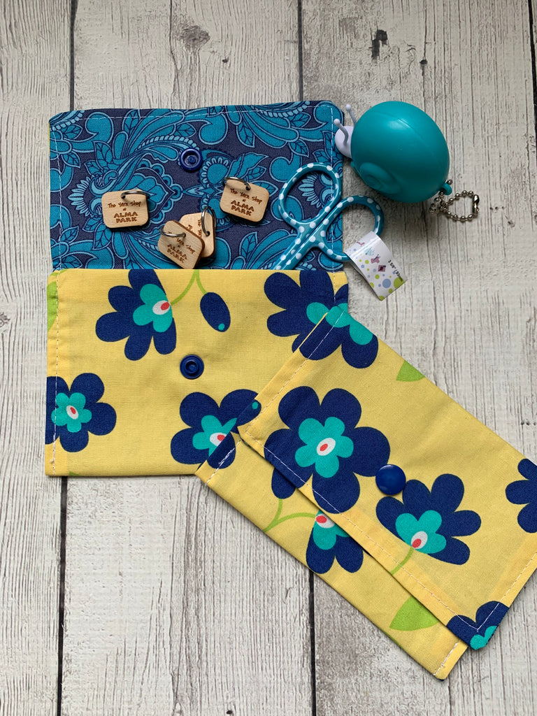 Notions Pouch by Rose (single pocket) -  Yellow/blue flowers