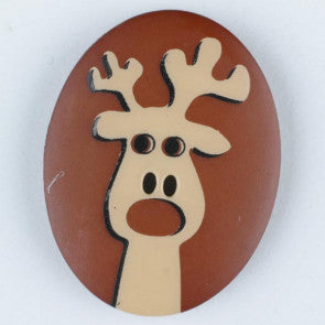 Reindeer Themed button - 23 mm or 25 mm - Red or Green