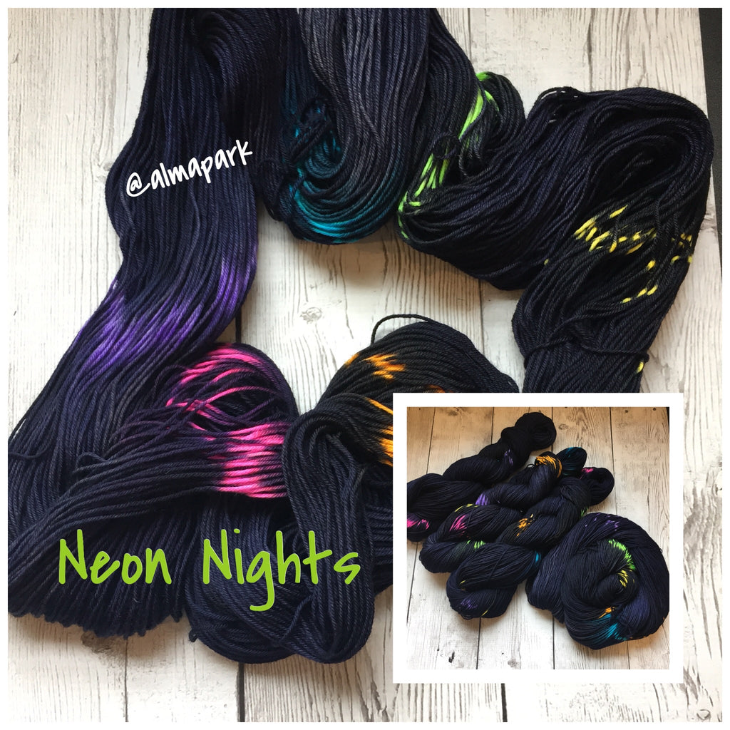 SOCK WEIGHT - NEON NIGHTS™ Kettle dyed / hand paint - 463 yds RTS (011620)