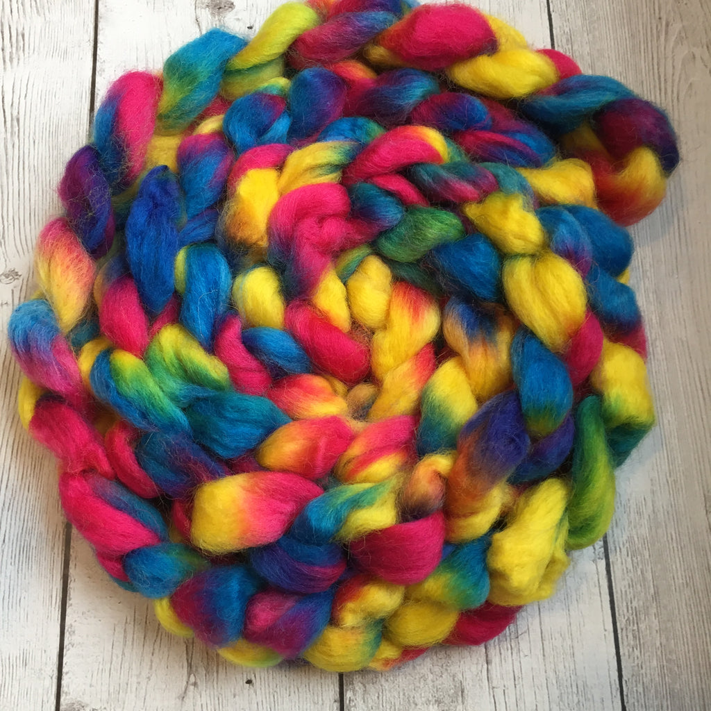 100% Wool Top (Spin/Felt)  - Rainbow Bright - 4 oz RTS
