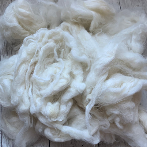 Washed Raw Fiber BABY ALPACA - White from "SEDA"  4 oz