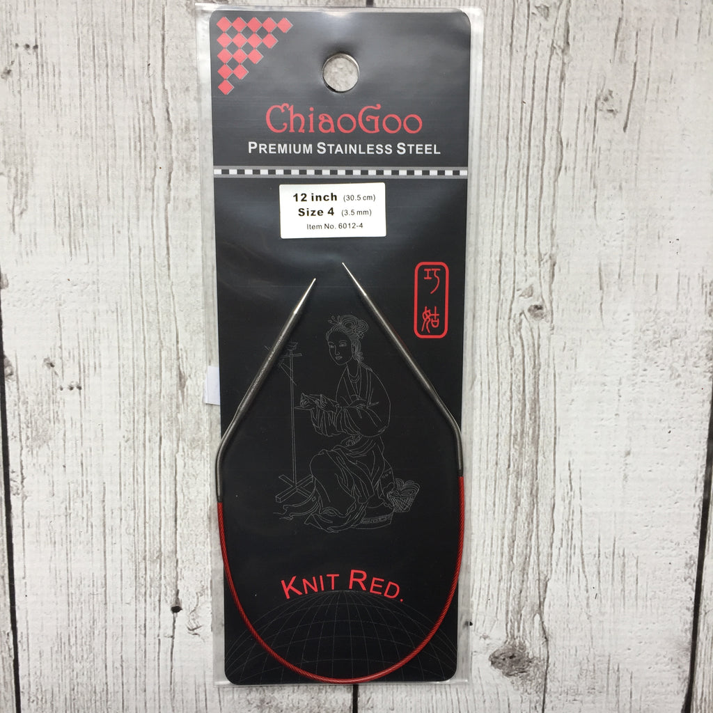 ChiaoGoo Red Circular Knitting Needles 12 inch, Size 4/3.5mm
