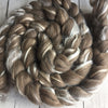 BFL Wool/Tussah silk Top - undyed natural brown - 4 oz