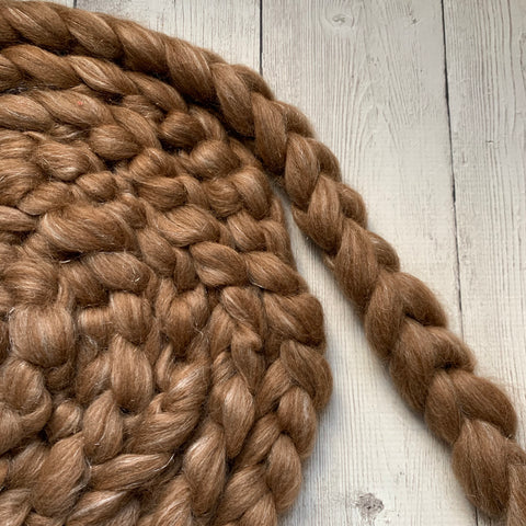 FARM ROVING - Baby Alpaca / Merino / Firestar - Roving from TEDDY - ROSEY GREY/Brown