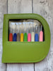 Knitter's Pride - Waves - Crochet Hook Set (Single Ended) In Neon Green Faux Leather Bag